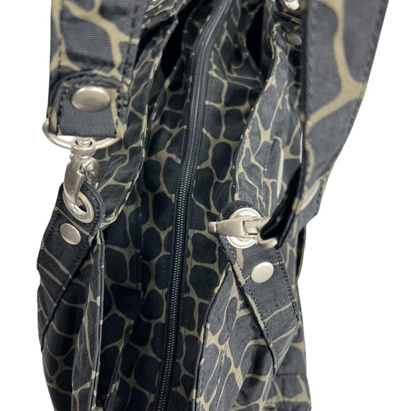 BAGGALLINI Black Cheetah Animal Print Nylon Tote with Silver Hardware - Picture 4 of 9